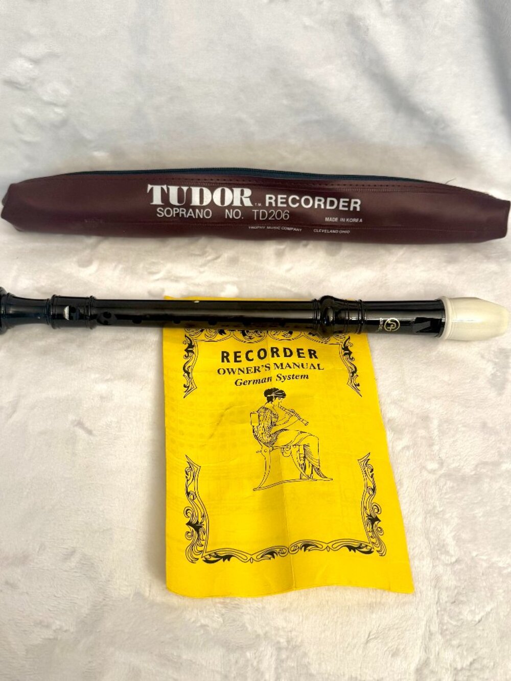 Tudor Recorder Soprano Flute TD206 Vinyl Case Zipper Owner's Manual German Syste